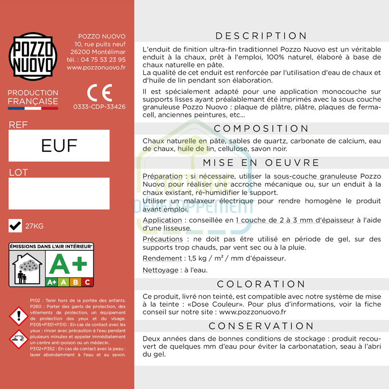 Enduit de finition à la chaux prêt à l'emploi Pozzo Nuovo – Image 10