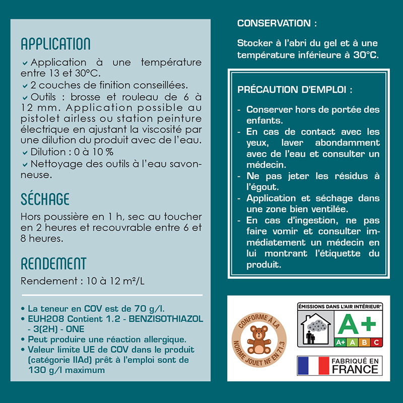 Peinture laque brillante teintée pour bois, murs, sols et métal de Nature & Développement – Image 4