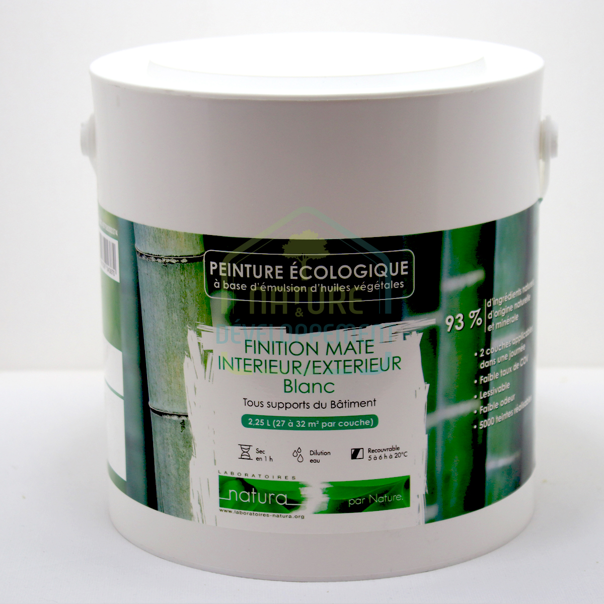 Peinture Mate Blanche Intérieur/Extérieur Tassilli de Natura - Peinture végétale de haute qualité – Image 2