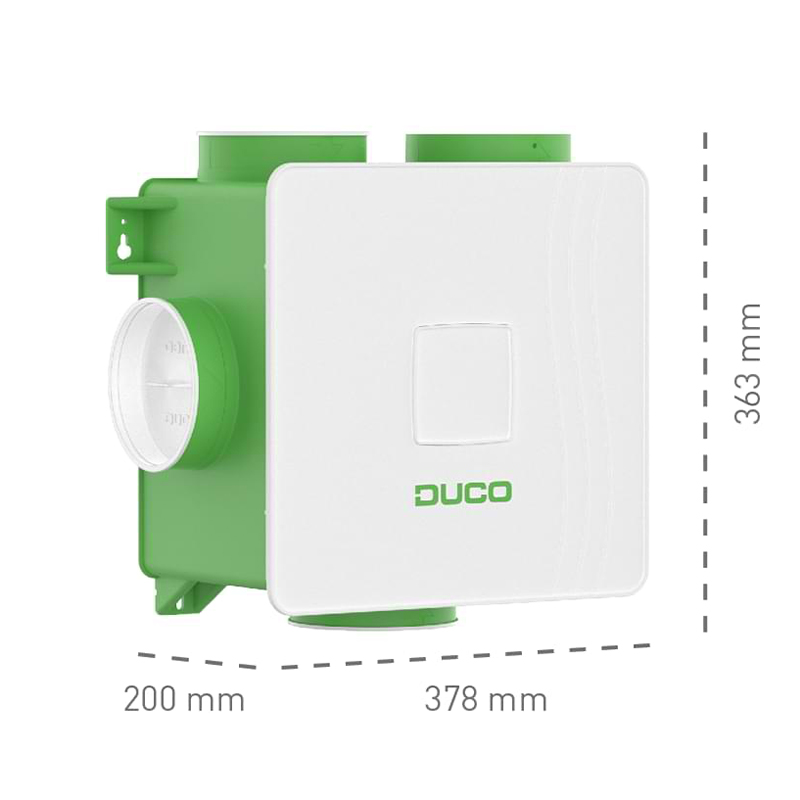 Dimensions de la VMC simple flux DucoBox Reno DUCO