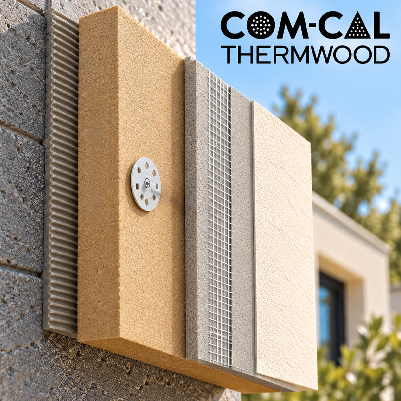 Système ITE fibre de bois et chaux COM-CAL THERMWOOD – Isolation extérieure