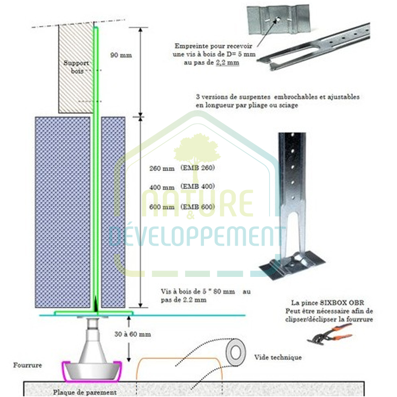 Suspente en 2 parties réglable par pliage ou sciage EMB SIXBOX – Image 2