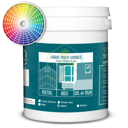 Peinture laque satinée teintée pour bois, murs, sols et métal de Nature & Développement