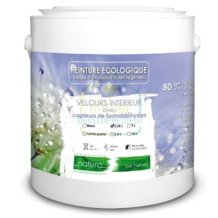 Peinture végétale avec capteurs de formaldéhydes lessivable Blanche Velours NATURA