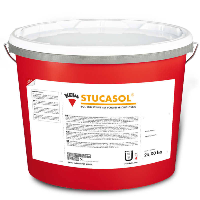 Seau de 25 kg KEIM Stucasol, revêtement minéral épais Sol-Silicate pour façades