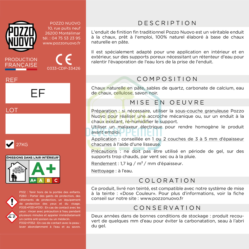 Enduit de finition à la chaux prêt à l'emploi Pozzo Nuovo – Image 4