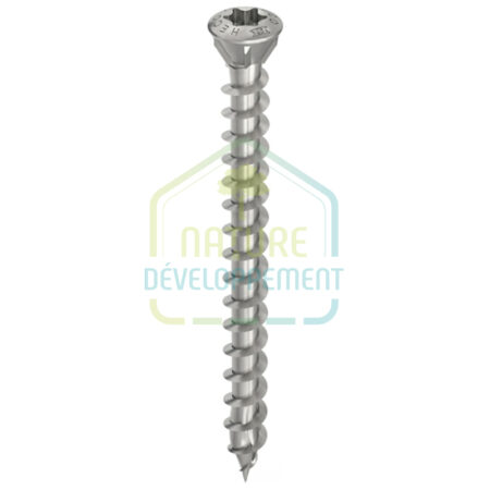 Vis pour planchers bois HECO-TOPIX-plus inox tête fraisée bombée avec nervures de fraisage