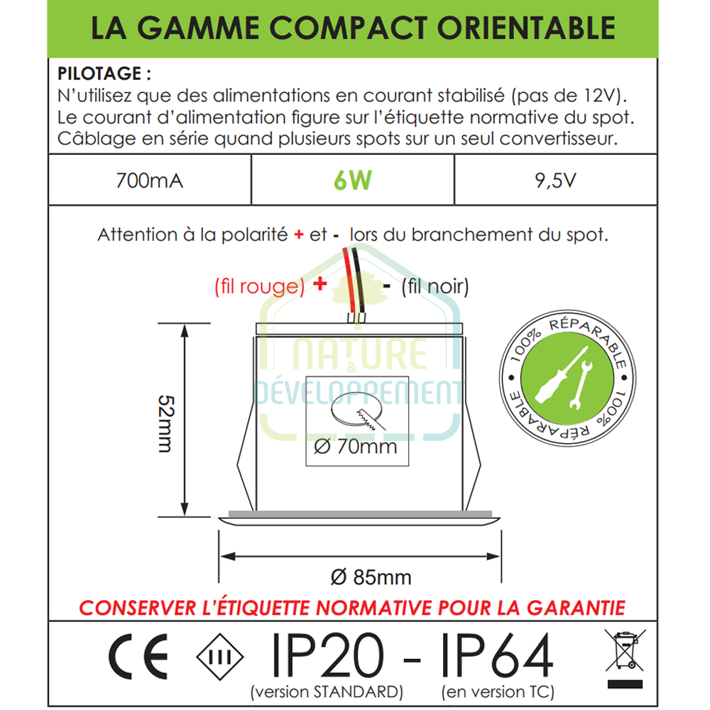 Spot LED orientable 6W pour construction BBC gamme COMPACT – Image 6