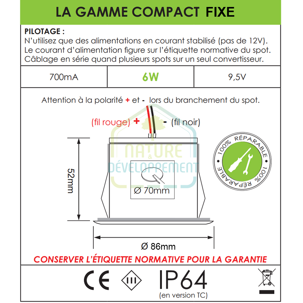 Spot LED fixe 6W pour construction BBC gamme COMPACT – Image 6