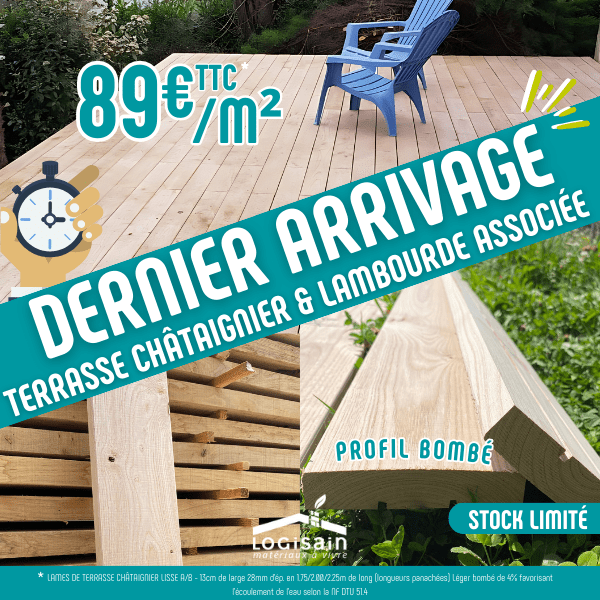 Lame de terrasse châtaignier 3 m ou longueurs variables - bois français extérieur – Image 2
