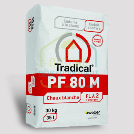 Chaux aérienne formulée TRADICAL PF 80 M pour enduit isolant