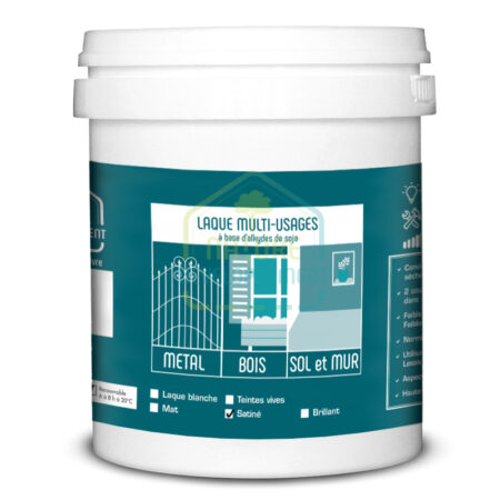 Peinture laque satinée blanche pour bois, murs, sols et métal de Nature & Développement