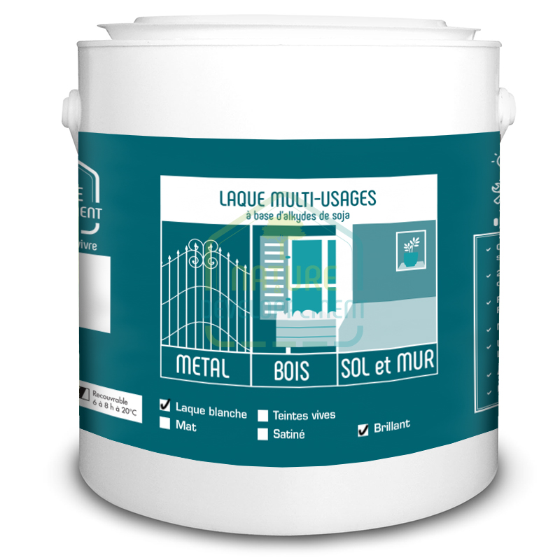 Peinture laque brillante blanche pour bois, murs, sols et métal de Nature & Développement – Image 2