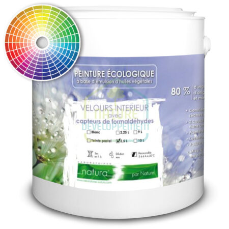 Peinture végétale avec capteurs de formaldéhydes lessivable Teinte pastel Velours NATURA
