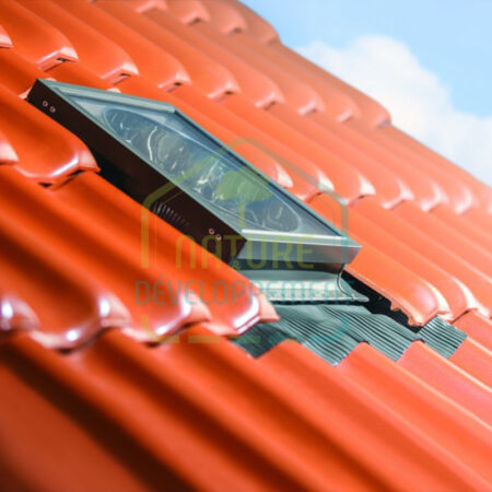 Puits de lumière avec conduit flexible réfléchissant Fakro - Ø 550mm, SFH avec verre plan trempé de 4mm pour matériaux ondulés