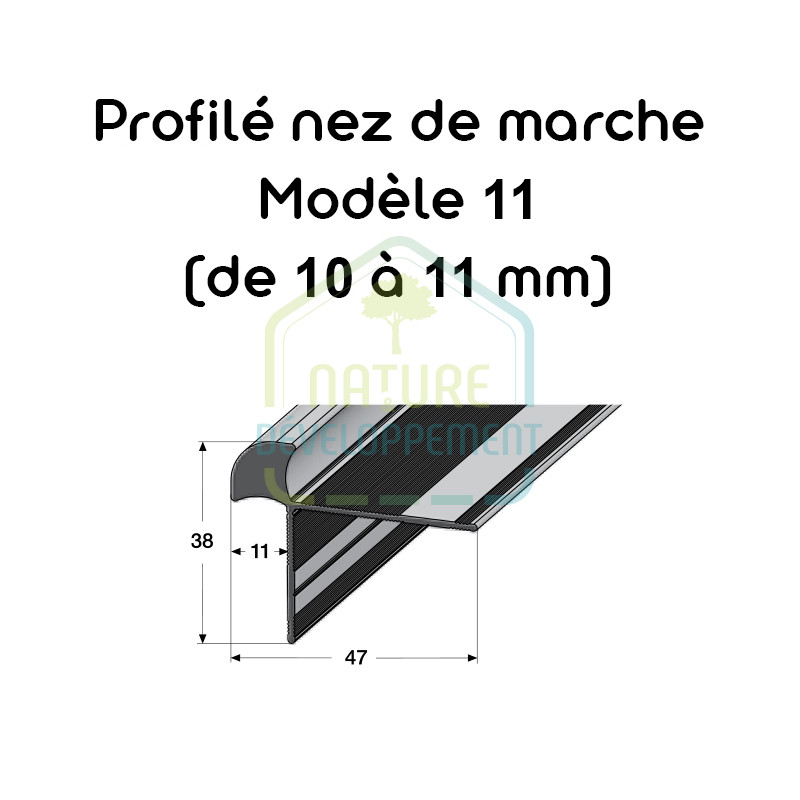 Barre de finition pour nez de marche Modèle 11 (de 10 à 11 mm) MEISTER