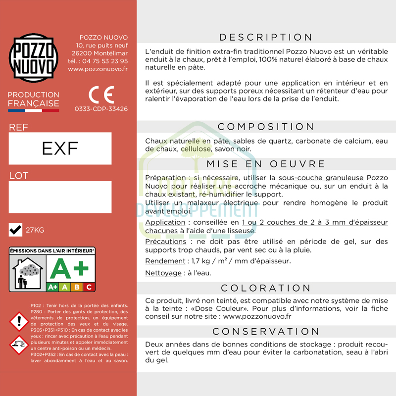 Enduit de finition à la chaux prêt à l'emploi Pozzo Nuovo – Image 8