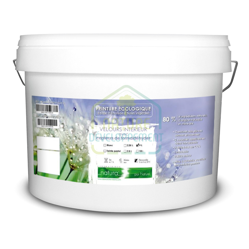 Peinture végétale avec capteurs de formaldéhydes lessivable Blanche Velours NATURA – Image 2