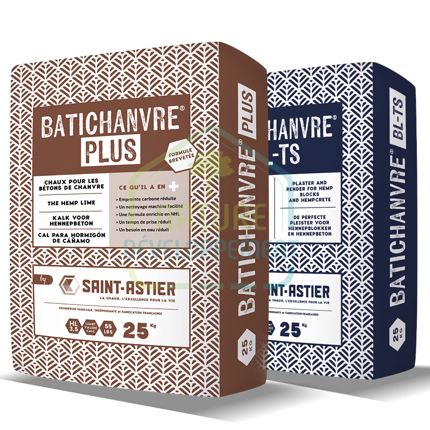 Chaux pour béton de chanvre BATICHANVRE PLUS gris ou blanc de Saint Astier