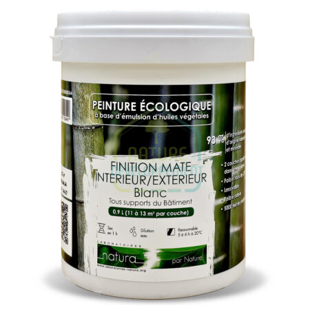 Peinture Mate Blanche Intérieur/Extérieur Tassilli de Natura - Peinture végétale de haute qualité