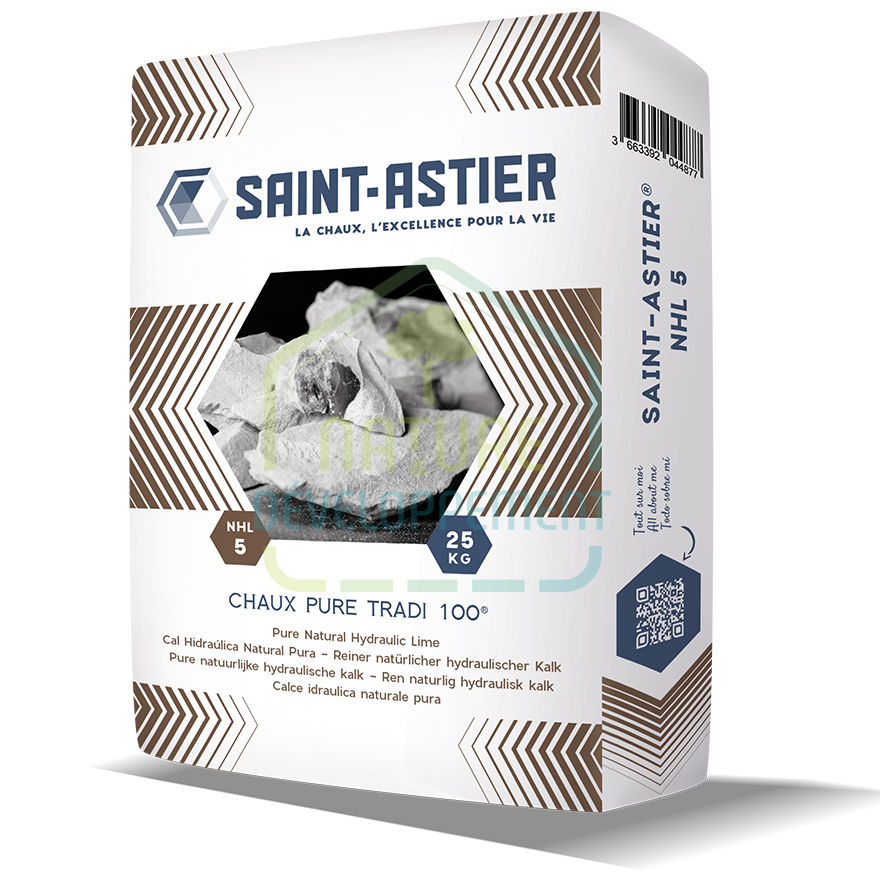 Chaux hydraulique NHL5 TRADI 100 Pure 25Kg de Saint Astier