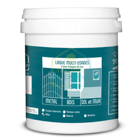 Peinture laque mat blanche pour bois, murs, sols et métal de Nature & Développement