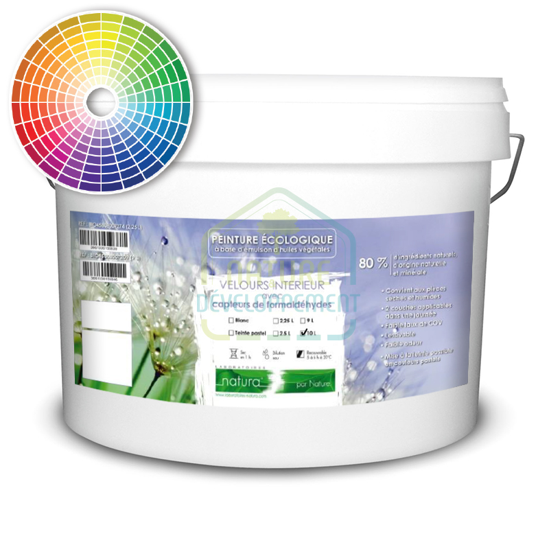 Peinture végétale avec capteurs de formaldéhydes lessivable Teinte pastel Velours NATURA – Image 2
