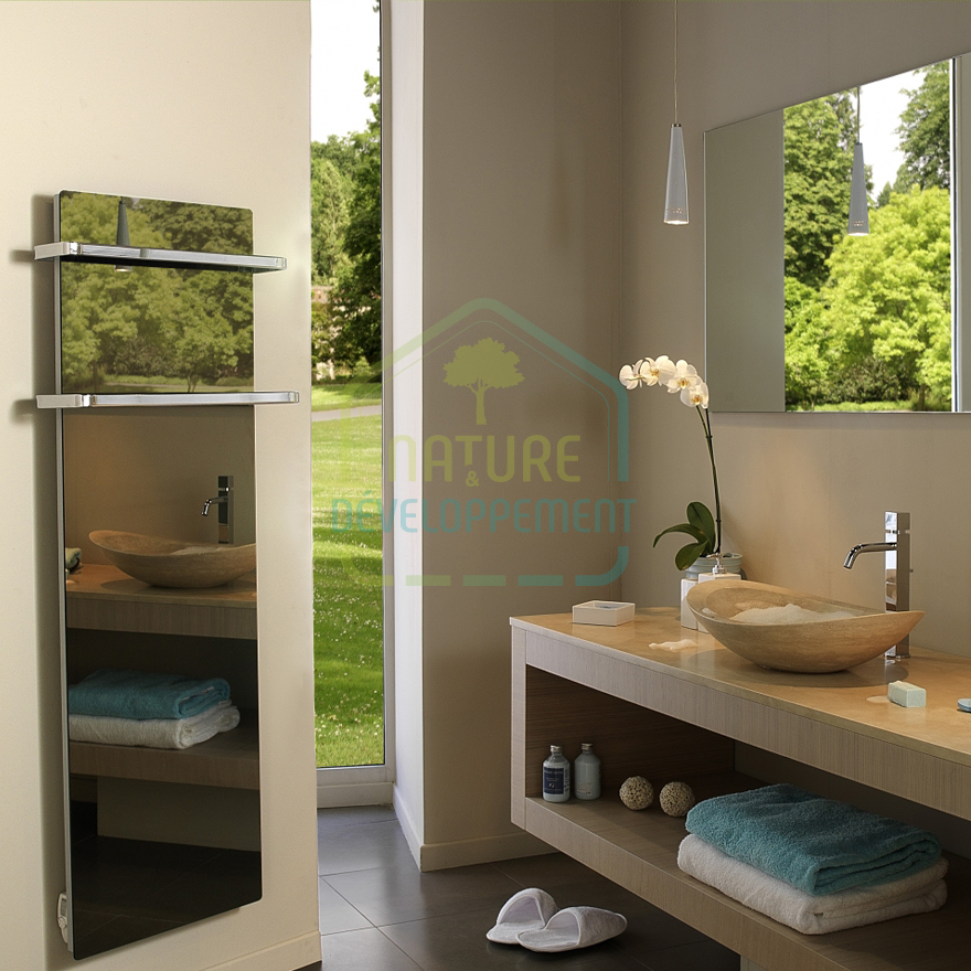 Radiateur sèche-serviette en verre à inertie Solaris 1200W 63x125cm