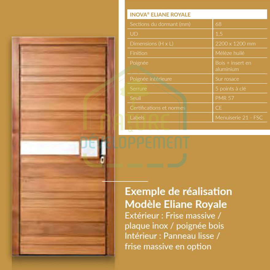Porte d’entrée bois INOVA Bieber - Fabrication sur-mesure, finitions premium et design au choix – Image 2
