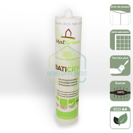 Mastic et Joint acrylique blanc BATICRYL 310ML MATGREEN