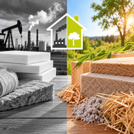 Comparaison entre isolants issus de la pétrochimie et isolants biosourcés en fibre de bois, chanvre et cellulose