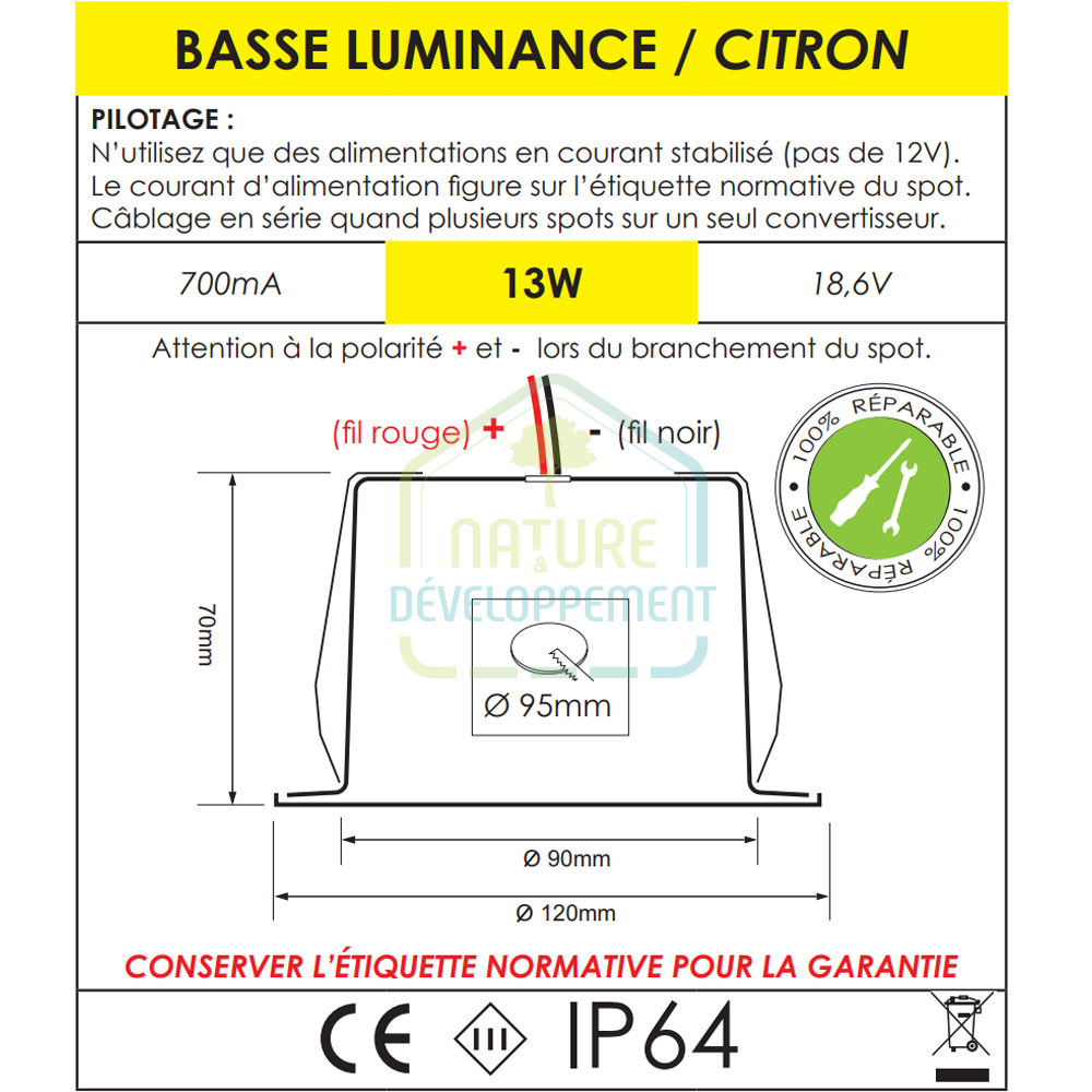 LED encastrable fixe 13W gamme CITRON – Image 6