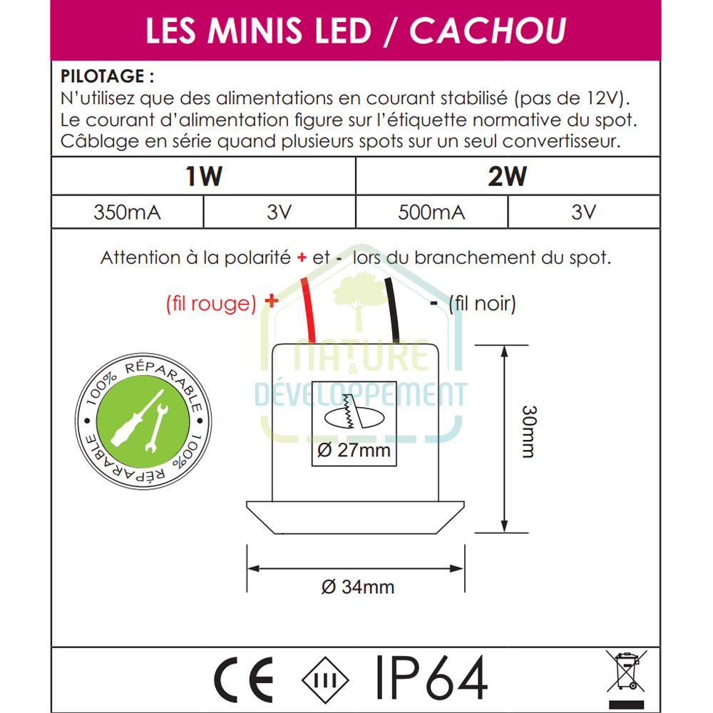 Spot salle de bain encastré Kit LED 2W CACHOU de FD Éclairage – Image 5